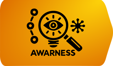 Awareness icon featuring a lightbulb symbol, representing customer discovery.