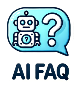 An AI FAQ image featuring a robot with a speech bubble containing a question mark, symbolizing AI-driven answers to frequently asked questions.