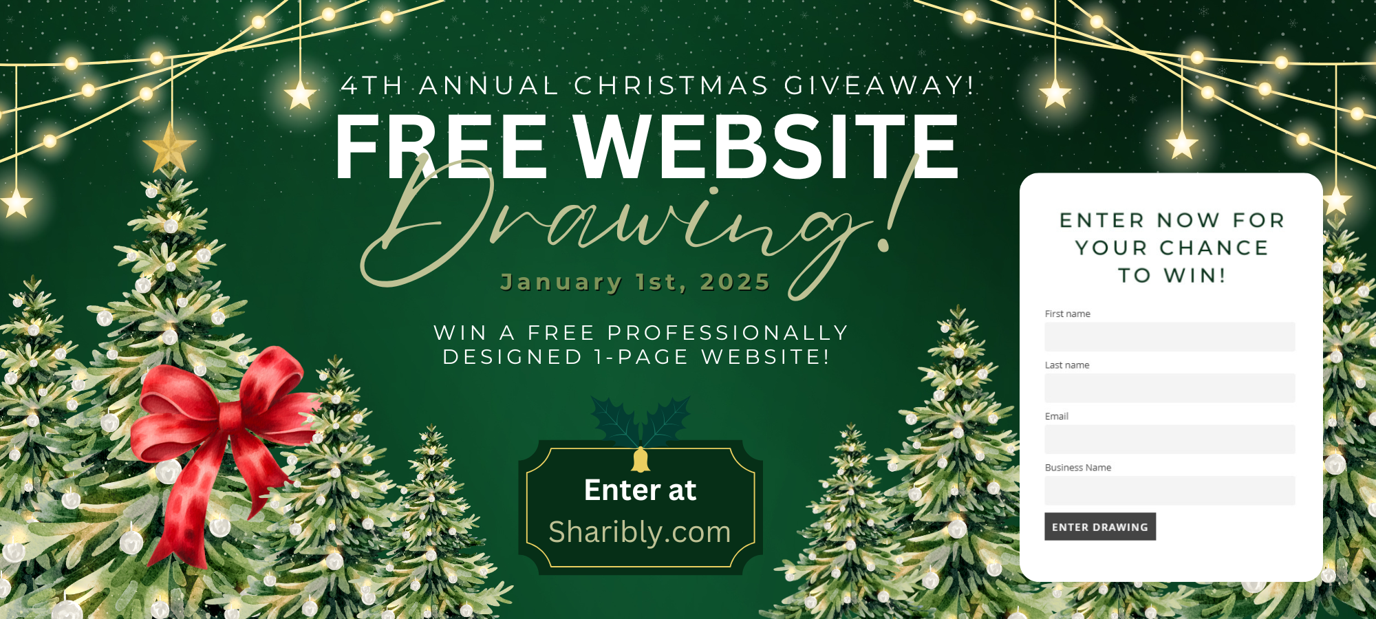 Read more about the article Sharibly’s 4th Annual Free Website Giveaway is back! Make 2025 Your Year to Shine!