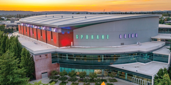 Spokane Arena, a central hub for events, connecting businesses to Sharibly's web design, SEO, and social media marketing services in South Hill and Downtown Spokane.
