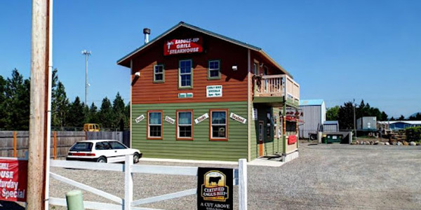 Historic Athol general store with rustic exterior