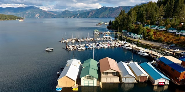 Docked boats at Bayview Marina during mid-day